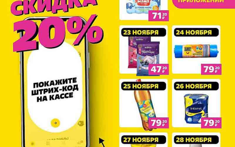 чижик акции 20% на товар дня с 22 ноября 2024