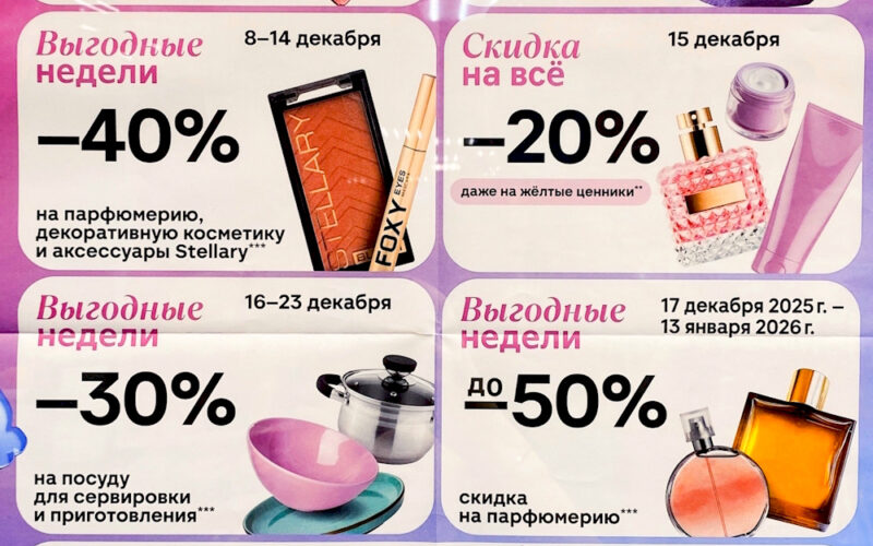 Календарь скидок Магнит Косметик на декабрь 2025