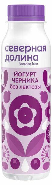 Йогурт питьевой «Северная долина» черника без лактозы БЗМЖ, 260 г