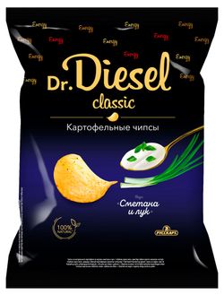 Чипсы картофельные Dr. Diesel сметана и лук, 120 г