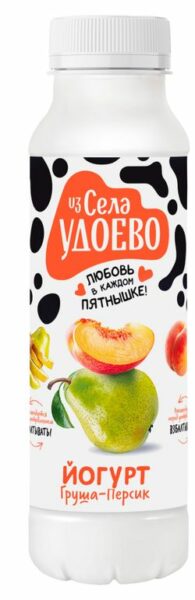 Йогурт питьевой «Из Села Удоево» груша персик 2,5% БЗМЖ, 260 г