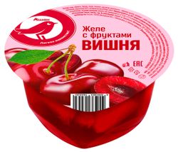 Желе с фруктами АШАН Красная птица вишня охлажденное, 150 г