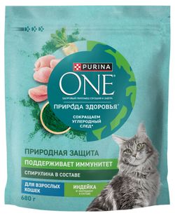 Корм сухой для кошек Purina ONE Природа здоровья с индейкой, 680 г