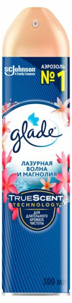 Освежитель воздуха Glade Аэрозоль Лазурная волна и Магнолия, 300 мл