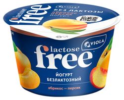 Йогурт густой ложковый Viola Lactose Free абрикос персик безлактозный 2,7% БЗМЖ, 180 г