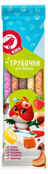 Трубочки для молока АШАН Красная птица Kids микс 5 шт охлажденные, 30 г
