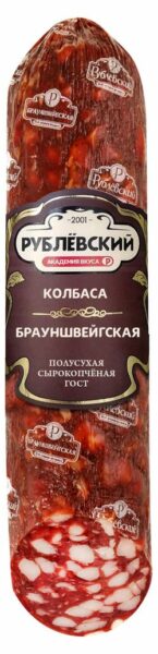 Колбаса сырокопченая «Рублёвский» Брауншвейгская, 1 упаковка ~ 0,5 кг