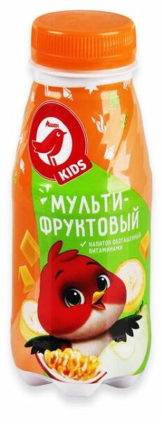 Напиток детский АШАН Красная птица Kids Мультифруктовый на фруктовой основе охлажденный, 250 мл