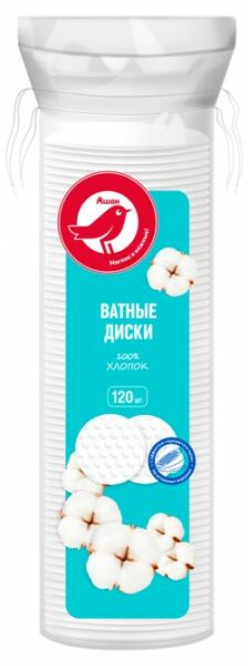 Ватные диски АШАН Красная птица, 120 шт