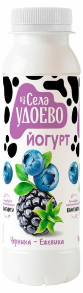 Йогурт питьевой «Из села Удоево» черника ежевика 2,5% БЗМЖ, 260 г