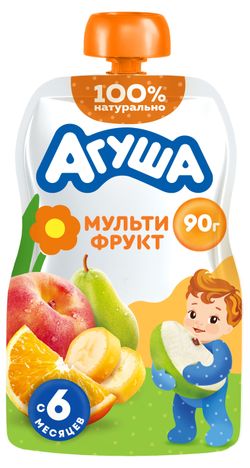 Пюре фруктовое «Агуша» Мультифрукт с 6 мес., 90 г