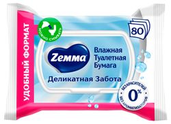 Влажная туалетная бумага Zemma Деликатная Забота, 80 листов