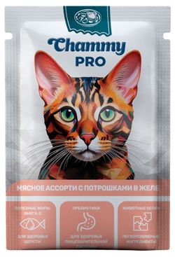 Корм влажный для кошек Chammy PRO мясное ассорти с потрошками в желе, 85 г
