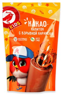Какао-напиток АШАН Красная птица Kids с взрывной карамелью, 200 г