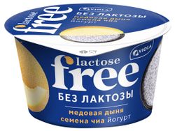 Йогурт густой ложковый Viola Lactose Free медовая дыня семена чиа безлактозный 2,7%, 180 г