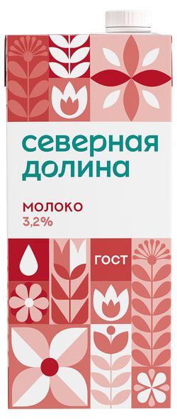 Молоко ультрапастеризованное питьевое «Северная долина» цельное обезжиренное стерилизованное 3,2% ГОСТ БЗМЖ, 950 г