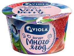 Йогурт густой ложковый Viola Very Berry Много ягод c клубникой черникой микс 2.6%, 180 г
