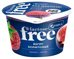 Йогурт густой ложковый Viola Lactose Free малина инжир безлактозный 2,7% БЗМЖ, 180 г