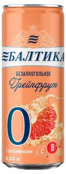Пиво безалкогольное «Балтика» №0 Грейпфрут светлое фильтрованное 0%, 330 мл