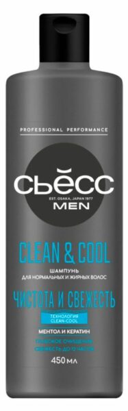 Шампунь для волос мужской «Сьёсс» Clean&Cool Men глубокое очищение, 450 мл