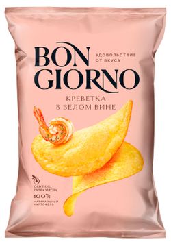 Чипсы картофельные Bon Giorno Креветки в белом вине, 80 г
