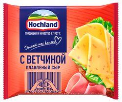 Сыр плавленый тостовый с ветчиной Hochland слайсы 45% БЗМЖ, 150 г