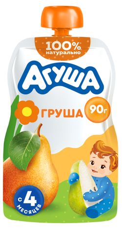 Пюре фруктовое «Агуша» груша с 4 мес., 90 г