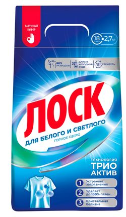 Стиральный порошок «Лоск» Горное Озеро для белого белья, 2,7 кг (18 стирок)