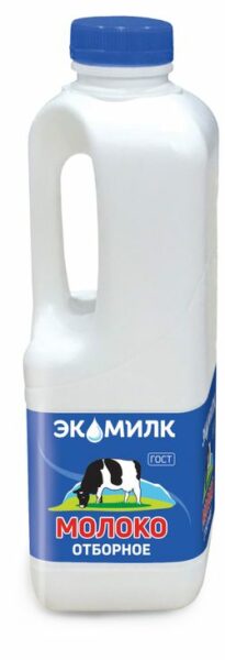 Молоко пастеризованное «Экомилк» цельное отборное канистра 3,4 - 4,5% БЗМЖ охлажденное, 900 мл