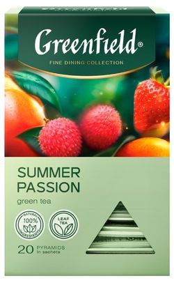 Чай зелены Greenfield Summer Passion в пирамидках, 1,8 г х 20 шт
