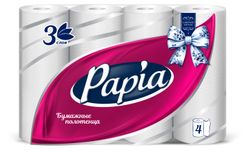 Полотенца бумажные Papia белые 3 слоя, 4 рулона