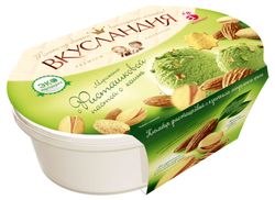 Мороженое семейное молочное «Айсберри» Пломбир Вкусландия с Фисташковой пастой и кешью ванночка БЗМЖ, 450 г