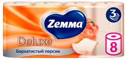Туалетная бумага Zemma Deluxe Бархатистый персик 3 слоя, 8 рулонов