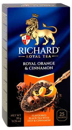 Чай черный Richard Royal Orange Cinnamon с корицей и апельсином, 25x2 г