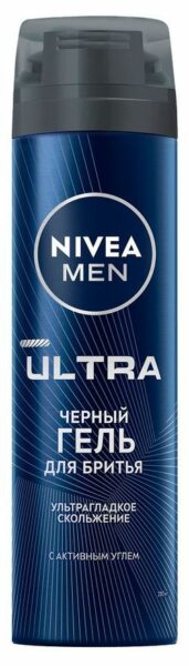Гель для бритья NIVEA MEN Ultra с активным углем ультрагладкое скольжение, 200 мл