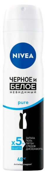Дезодорант-антиперспирант женский спрей NIVEA Черное и Белое Невидимый Pure, 150 мл