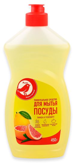Средство для мытья посуды АШАН Красная птица лимон и грейпфрут, 450 г