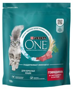 Корм сухой для кошек Purina ONE с говядиной, 750 г