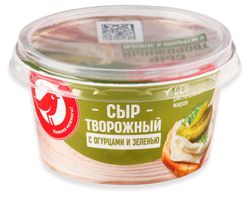 Сыр творожный АШАН Красная птица с огурцами и зеленью 65% БЗМЖ, 140 г