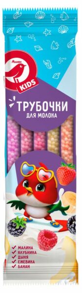 Трубочки для молока АШАН Красная птица Kids микс охлажденные, 30 г