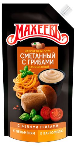 Соус кулинарный майонезный «МАХЕЕВЪ» Сметанный с грибами 50,5% охлажденный, 200 г