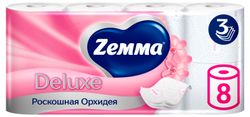 Туалетная бумага Zemma Deluxe Роскошная орхидея 3 слоя, 8 рулонов