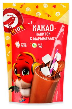 Какао-напиток АШАН Красная птица Kids с маршмеллоу, 200 г
