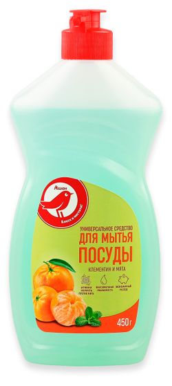 Средство для мытья посуды АШАН Красная птица клементин и мята, 450 г