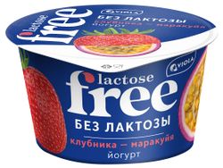 Йогурт густой ложковый Viola Lactose Free клубника маракуйя безлактозный 2,7%, 180 г