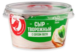 Сыр творожный АШАН Красная птица с соусом Песто 65% БЗМЖ, 140 г