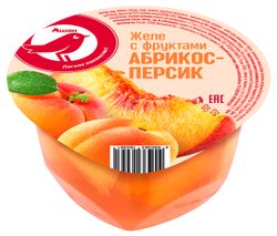 Желе с фруктами АШАН Красная птица абрикос и персик охлажденное, 150 г