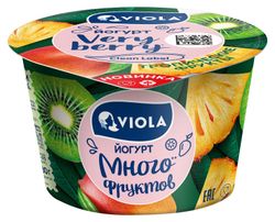 Йогурт густой ложковый Viola Very Berry Много фруктов с тропическими фруктами 2,6% БЗМЖ, 180 г