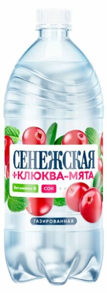 Вода питьевая «Сенежская» клюква-мята газированная, 1 л