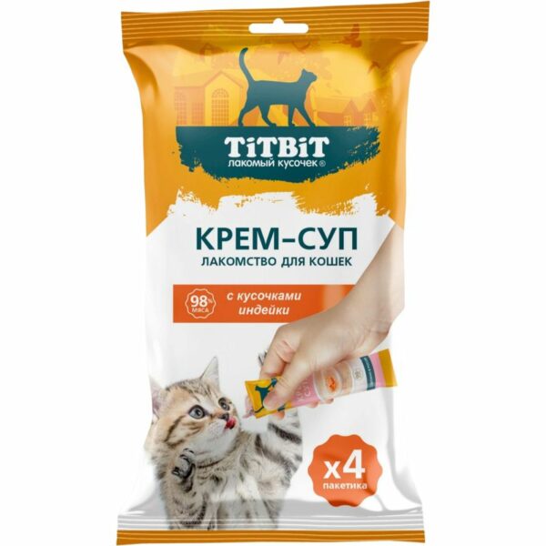 Лакомство Titbit Крем-суп с кусочками индейки для кошек 40г